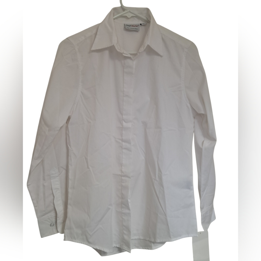 New CHEF WORKS NWT WOMEN'S BUTTON DOWN SHIRT SZ MED